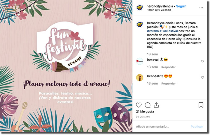 ejemplo de post para difundir información de un centro comercial