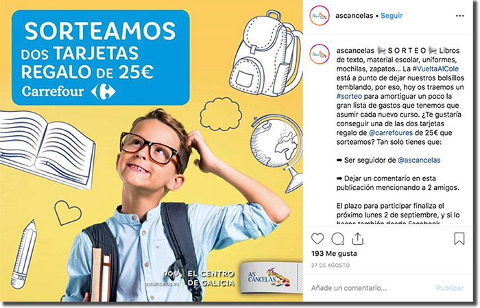 ejemplo de publicación en instagram de una promoción exclusiva