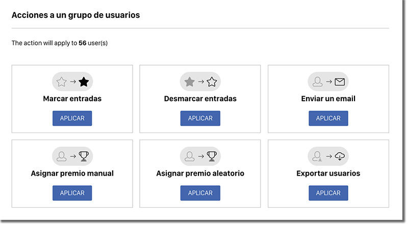 acciones a aplicar a un segmento