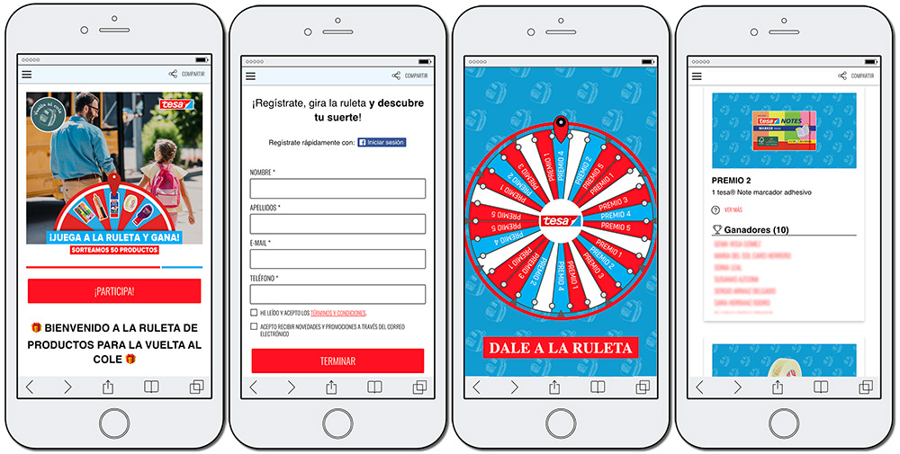 ejemplo de ruleta de premios personalizada con la marca