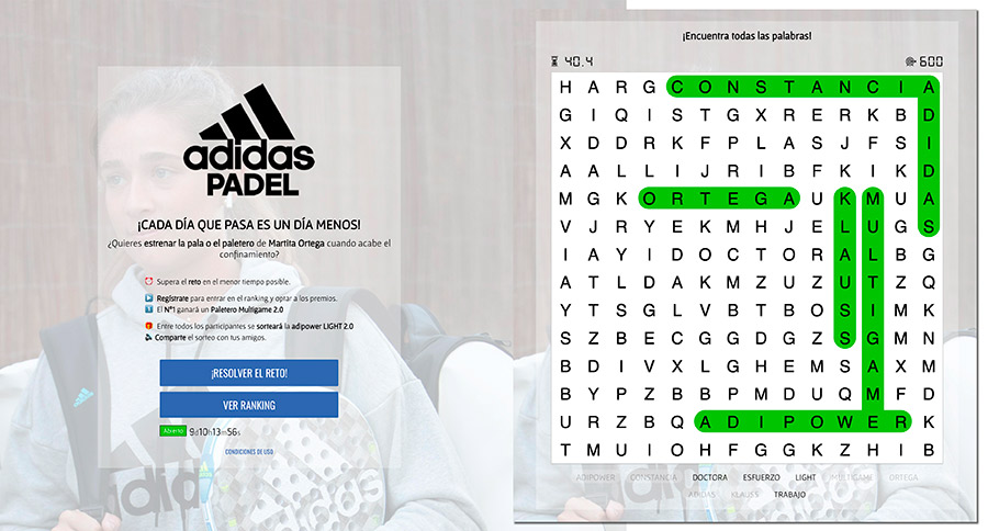 Ejemplo de sopa de letras del sector deporte