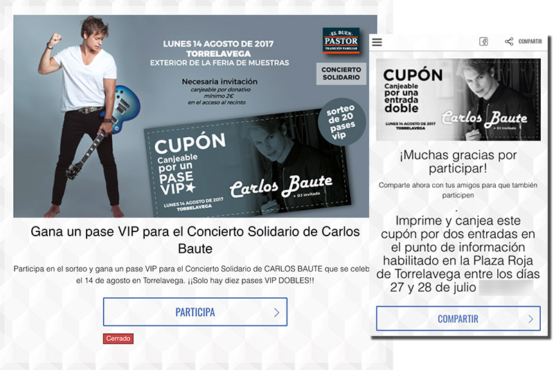 cómo repartir cupones vip para un concierto