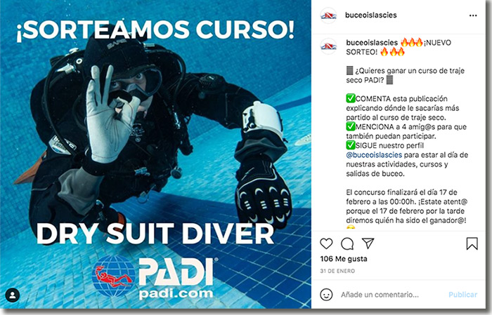 ejemplo de sorteo de verano en Instagram