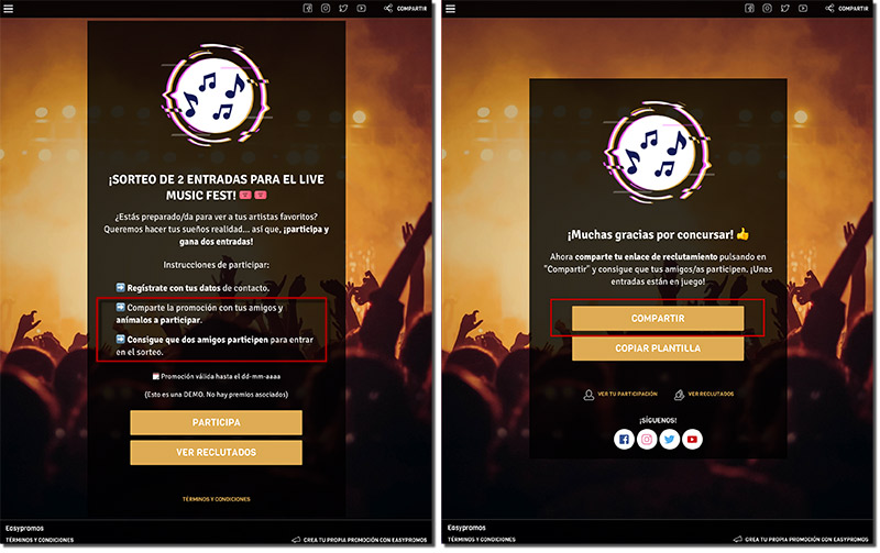 formas de recordar al participante que comparta una promoción