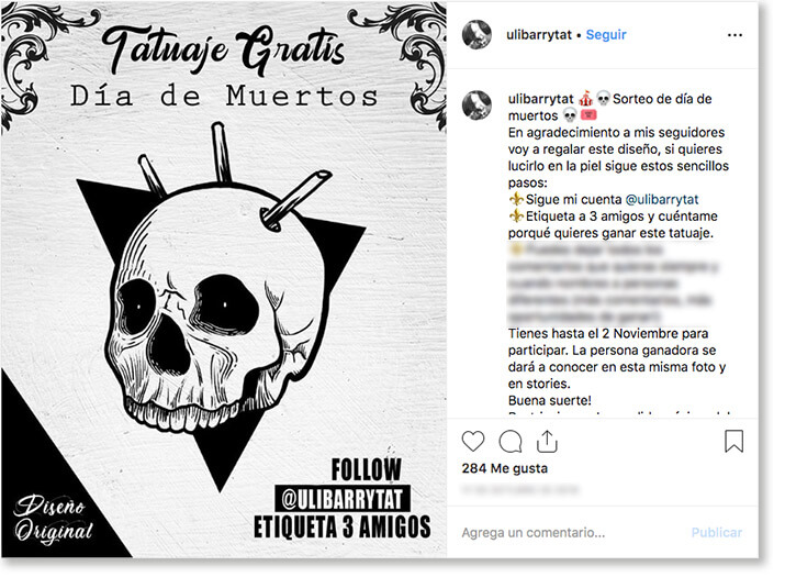 ejemplo de sorteo en ig del día de muertos