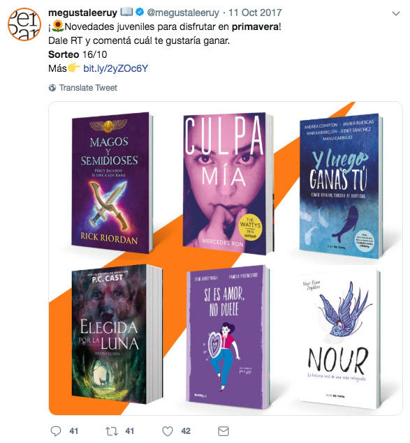 ejemplo de sorteo de respuestas en Twitter