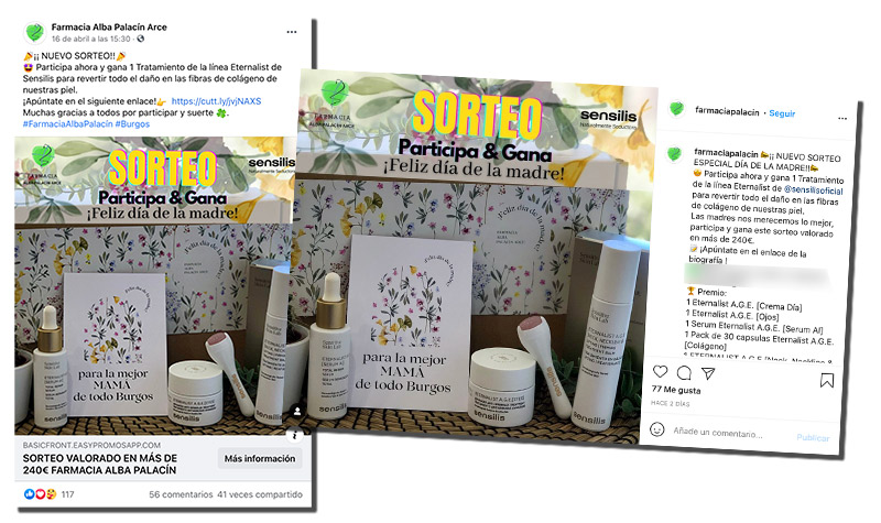 ejemplo de promoción en diferentes redes sociales