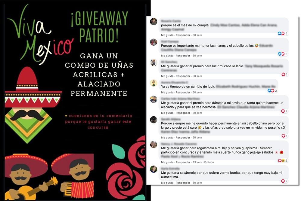 ejemplo sorteo en Facebook para celebrar el mes de la patria