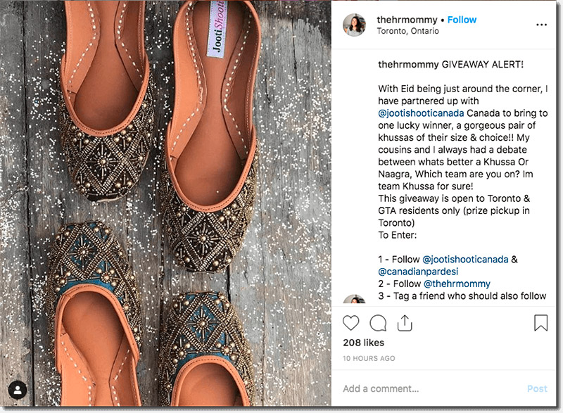 ejemplo de sorteo en instagram para celebrar el Aíd