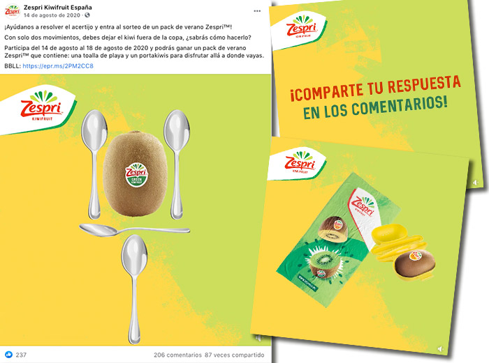 ejemplo de sorteo de verano en Facebook