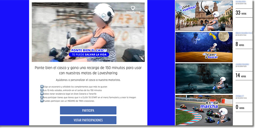 ejemplo de promoción con escenarios de lovesharing