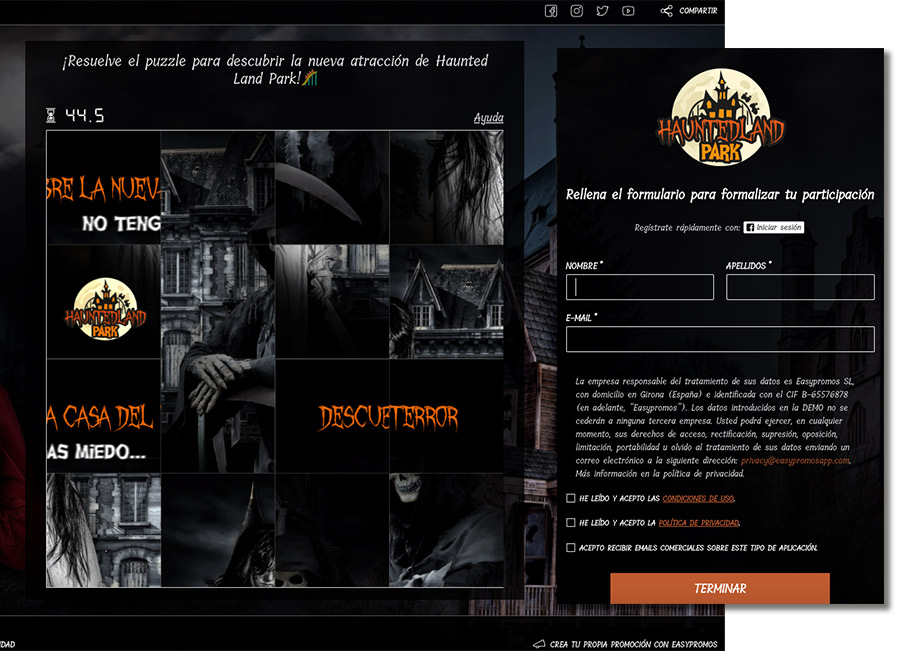 ejemplos de promociones para halloween: puzzle