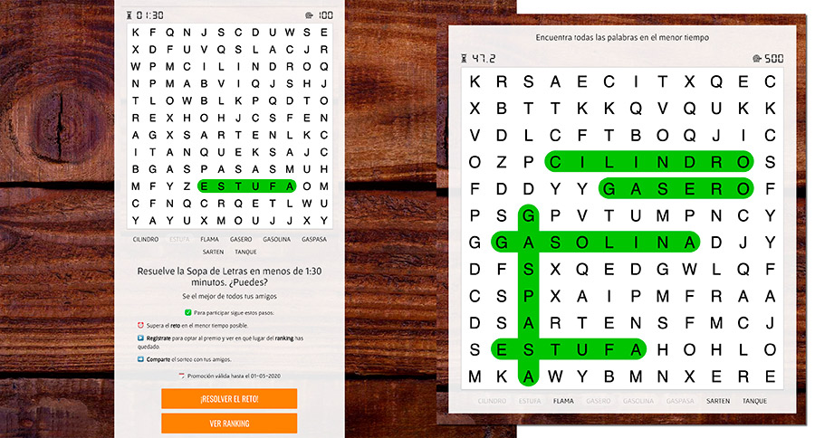 Ejemplo de sopa de letras del sector servicios