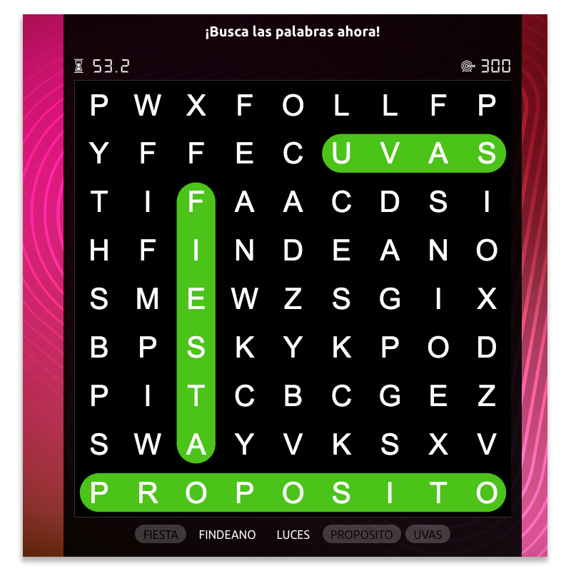 Ejemplo de sopa de letras