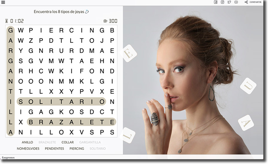 sopa de letras del sector joyas