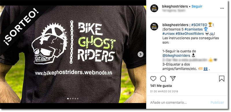 ejemplo de sorteo en redes sociales para fidelizar