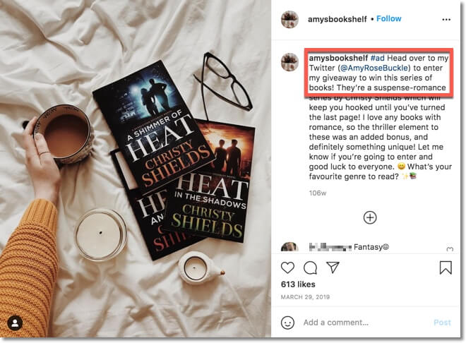 how a brand promotes their twitter giveaway on instagram