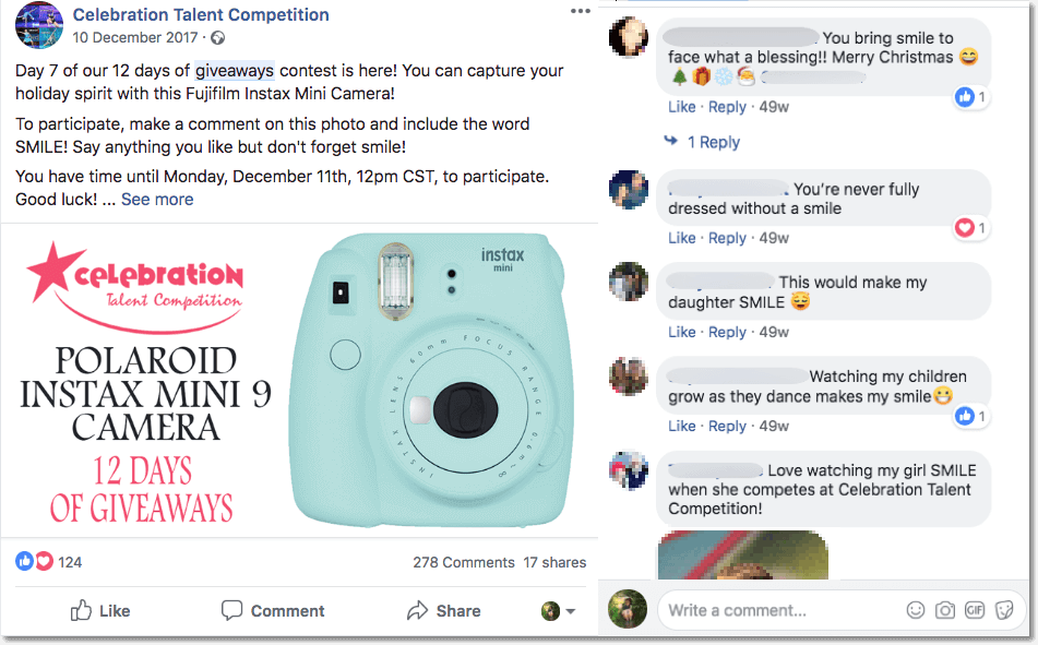 12 days of Christmas giveaways Facebook