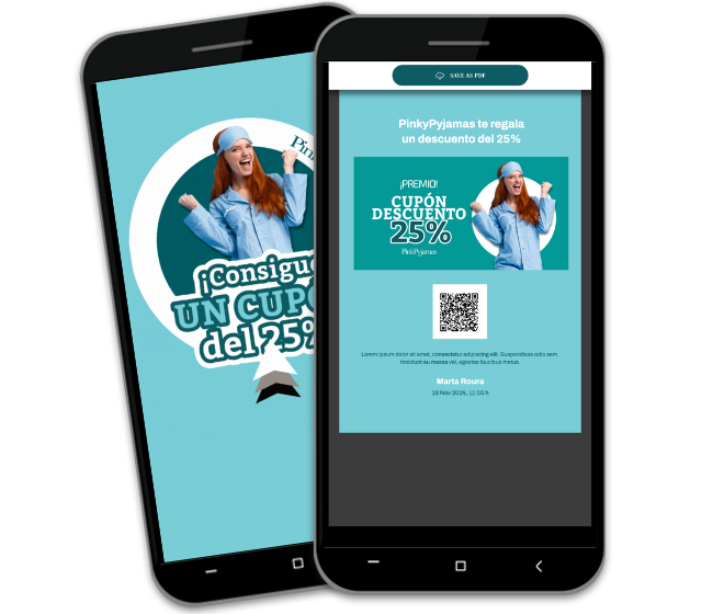 Cupón en PDF para canjear en el punto de venta