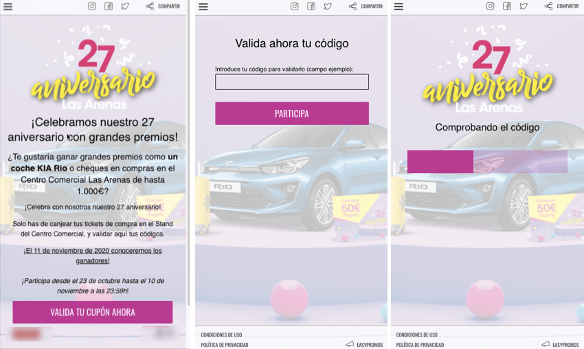 app validacion codigos para entrar sorteo