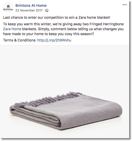 facebook giveaway example