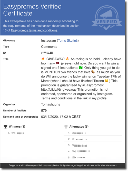 sorteo en Instagram de un deportista foto 5