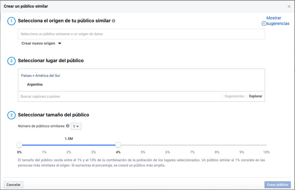 crear publico similar anuncio Instagram Stories
