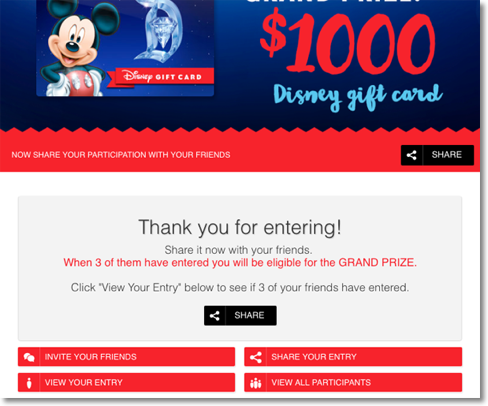 Back to School campaign ideas: screenshot from the thank you page of a Recruiters contest