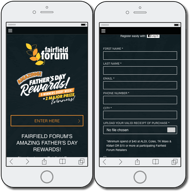 integrated marketing campaign, entry form giveaway, fairfield forum