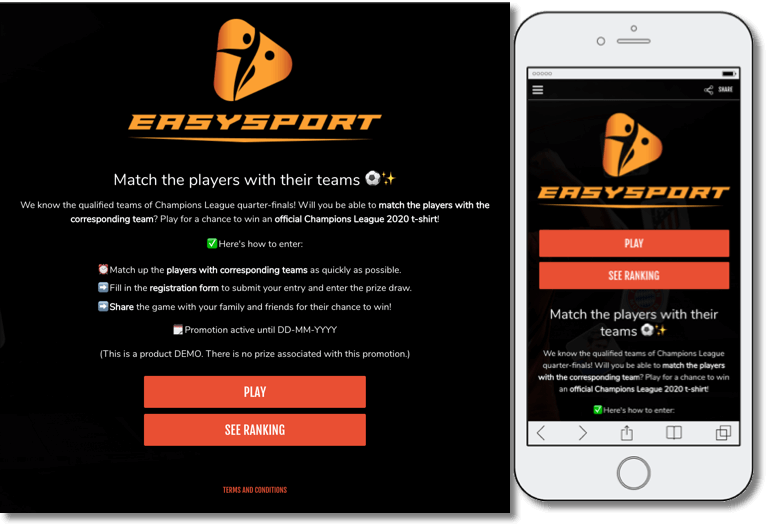 champions league promotion: match it game