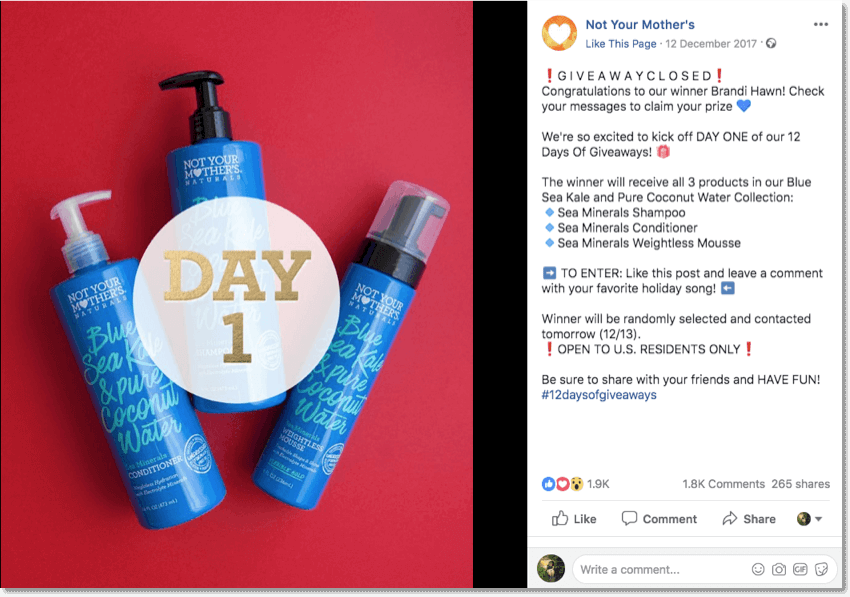 12 days of Christmas giveaways Facebook