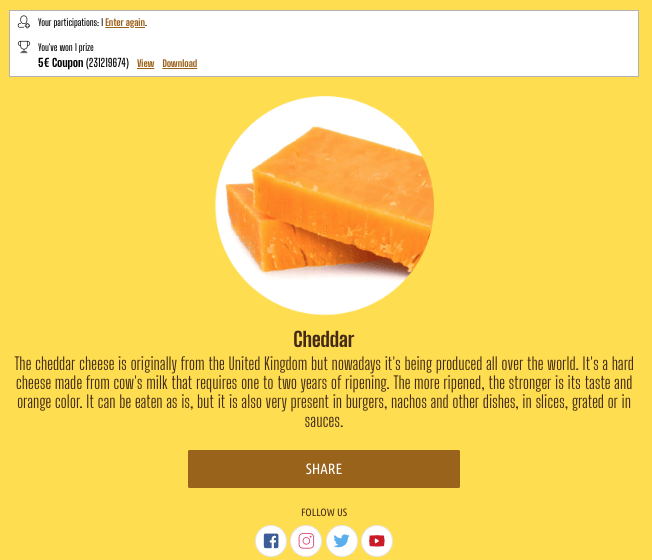Image of final message in product recommender showing personalised message with a discount code