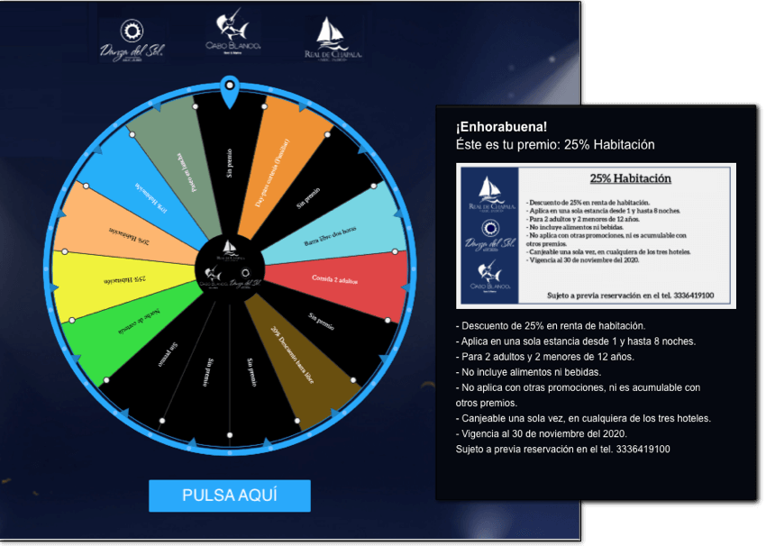 ruleta premios hotel