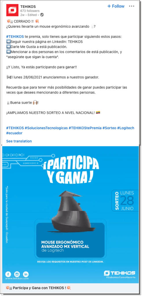 sorteo interacciones linkedin
