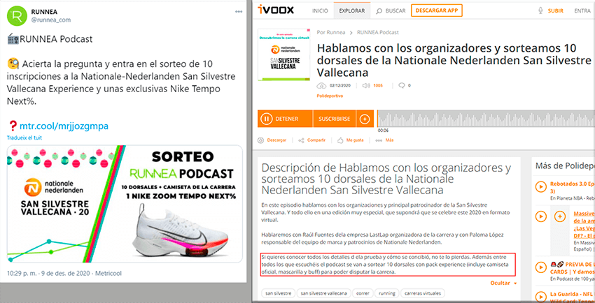 sorteo podcast runnea