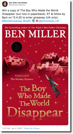 Twitter book giveaway organized by a blogger