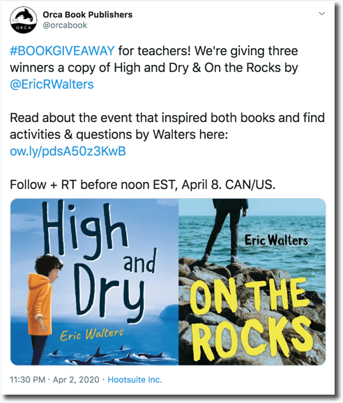Twitter book giveaway organized by a publishing house